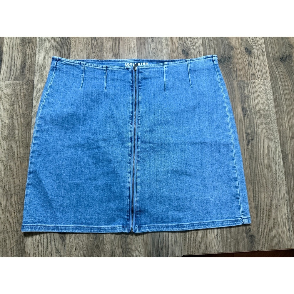 Idyllwind Skirt, Women's Plus Size XXL, Blue, Jean, Front Zip Up, Mini